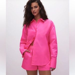 Good American Poplin Shirt - Knock Out Pink